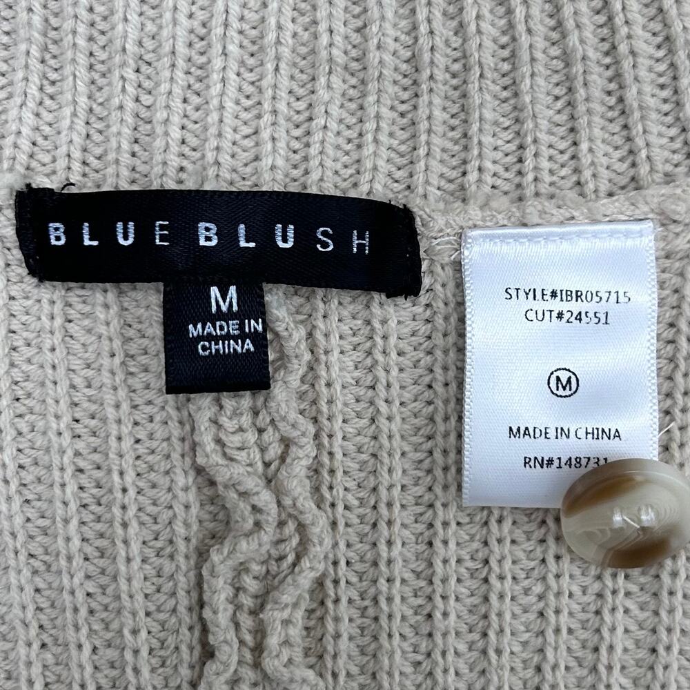 Blue Blush Cotton Blend Knit Fishermen Coastal Beige Polo Henley Romper MEDIUM - Picture 8 of 11